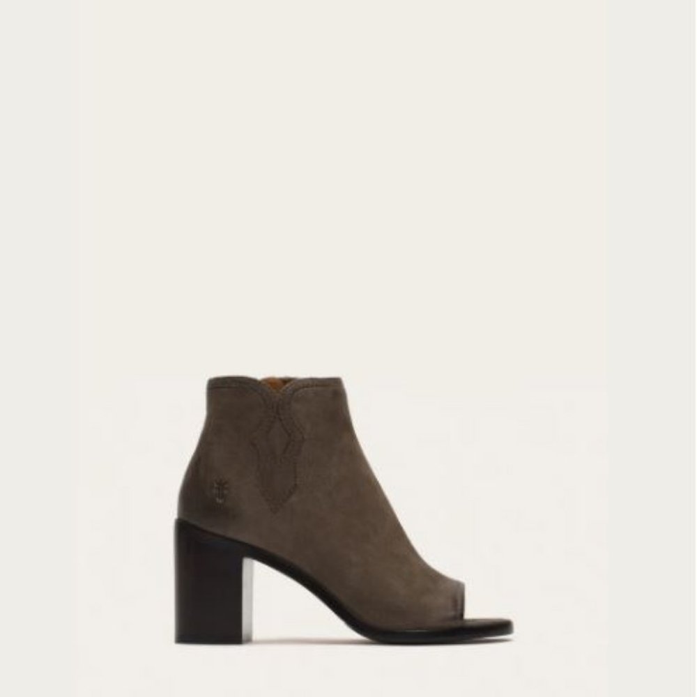 Frye Grey Heeled Peep Toe Ankle Bootie Size 10